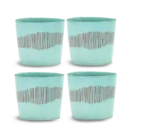 SERAX-OTTOLENGHI - OTTOLENGHI – FEAST Espresso Cups 15 cl – Azure + Swirl Stripes Red - 4er SET ø 7 x H6 CM