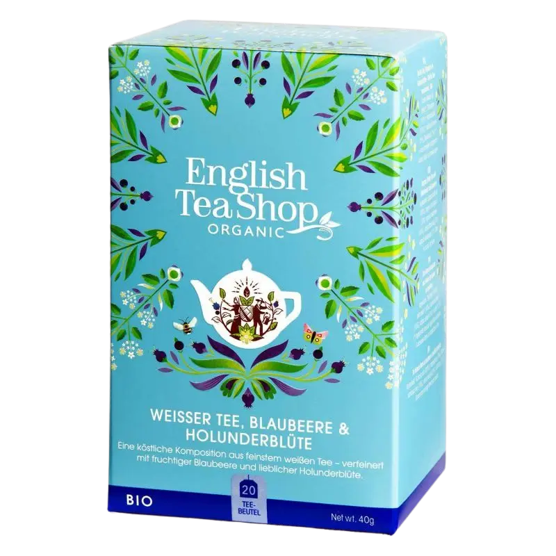 English Tea Shop - Weißer Tee, Blaubeere & Holunderblüte – BIO - 20 Beutel