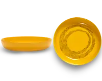 SERAX-OTTOLENGHI - OTTOLENGHI – FEAST Teller Hoher Rand – Sunny Yellow + Swirl Dots Black - 2er SET ø 22 x H4 CM