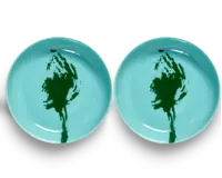 SERAX-OTTOLENGHI - OTTOLENGHI – FEAST Teller Hoher Rand – Azure + Artichoke Green - 2er SET ø 22 x H4 CM
