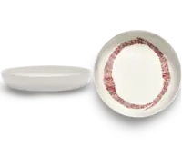 SERAX-OTTOLENGHI - OTTOLENGHI – FEAST Teller Hoher Rand – White + Swirl Stripes Red - 2er SET ø 22 x H4 CM