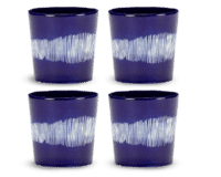 SERAX-OTTOLENGHI - OTTOLENGHI – FEAST Coffee Cups 25 cl – Lapis Lazuli + Swirl Stripes White - 4er Set ø 7.5 x H7.5 CM