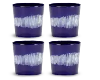 SERAX-OTTOLENGHI - OTTOLENGHI – FEAST Coffee Cups 25 cl – Lapis Lazuli + Swirl Stripes White - 4er Set ø 7.5 x H7.5 CM
