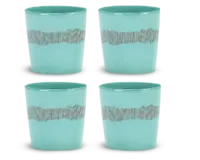 SERAX-OTTOLENGHI - OTTOLENGHI – FEAST Coffee Cups 25 cl  – Azure + Swirl Stripes Red - 4er Set ø 7.5 x H7.5 CM