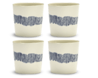 SERAX-OTTOLENGHI - OTTOLENGHI – FEAST Coffee Cups 25 cl – White + Swirl Stripes Blue - 4er Set ø 7.5 x H7.5 CM