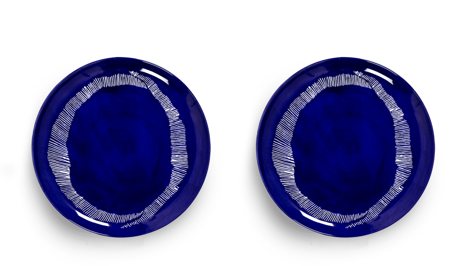 SERAX-OTTOLENGHI - OTTOLENGHI – FEAST Teller L – Lapis Lazuli + Swirl Stripes White - 2er SET ø 26 x H2CM