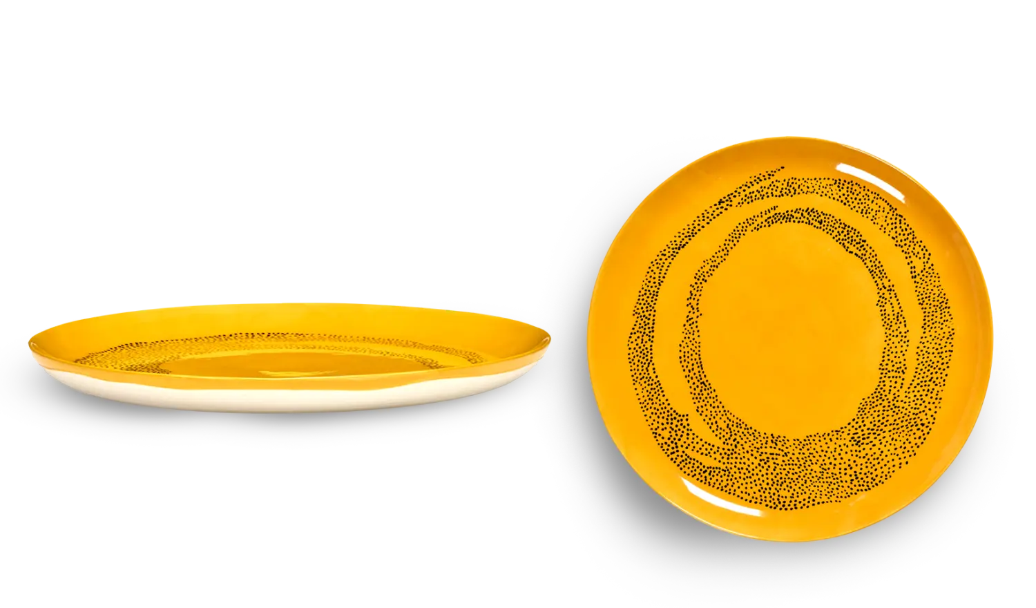 SERAX-OTTOLENGHI - OTTOLENGHI – FEAST Teller L – Sunny Yellow + Swirl Dots Black - 2er SET ø 26 x H2CM