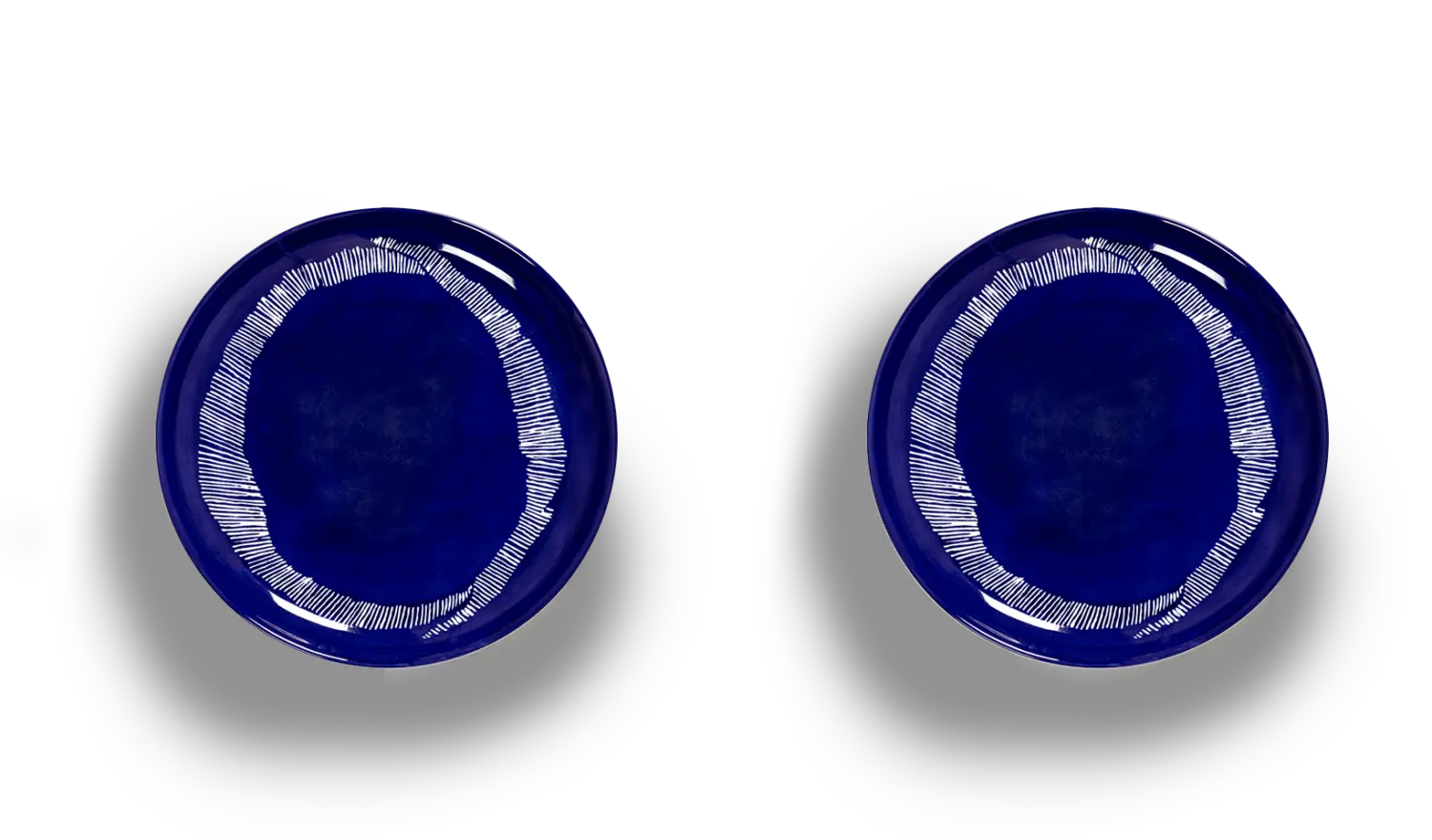 SERAX-OTTOLENGHI - OTTOLENGHI – FEAST Teller M – Lapis Lazuli + Swirl Stripes White - 2er SET ø 22 x H2CM