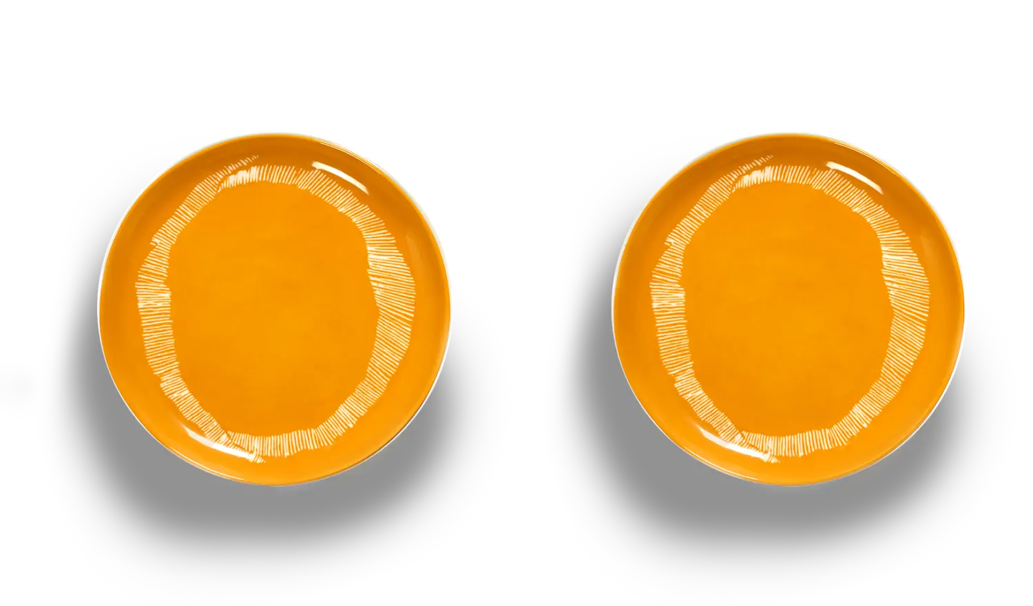 SERAX-OTTOLENGHI - OTTOLENGHI – FEAST Teller M- Sunny Yellow + Swirl Stripes White - 2er SET ø 22 x H2CM