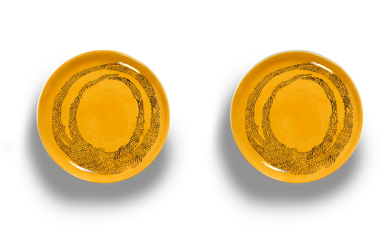 SERAX-OTTOLENGHI - OTTOLENGHI – FEAST Teller M – Sunny Yellow + Swirl Dots Black - 2er SET ø 22 x H2CM