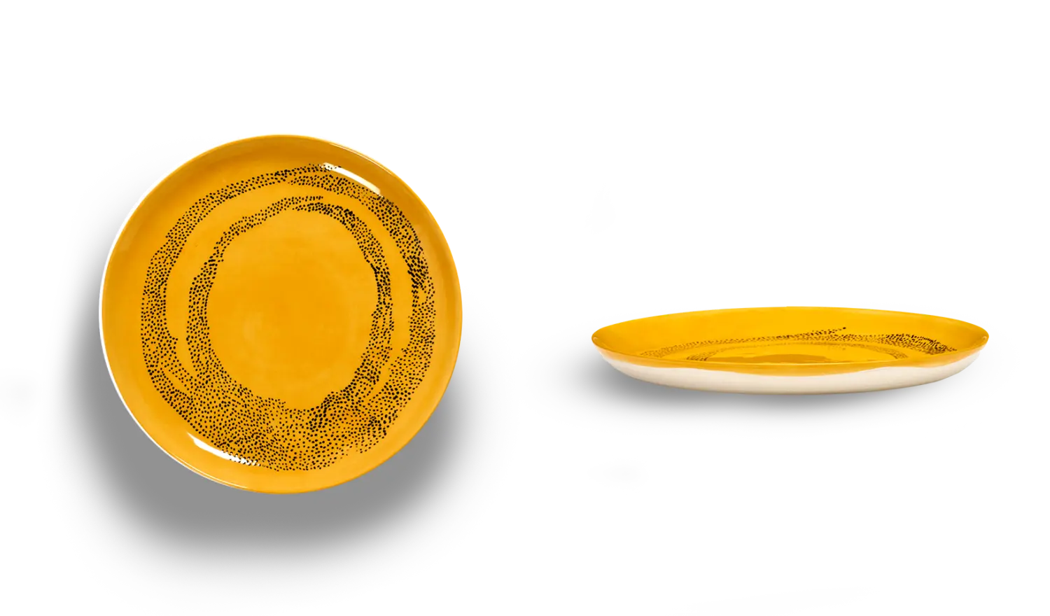 SERAX-OTTOLENGHI - OTTOLENGHI – FEAST Teller M – Sunny Yellow + Swirl Dots Black - 2er SET ø 22 x H2CM