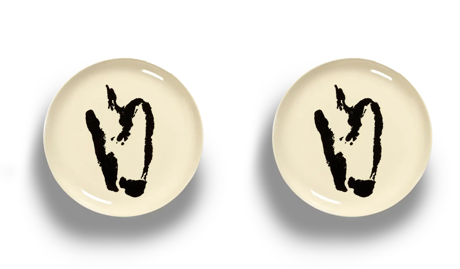 SERAX-OTTOLENGHI - OTTOLENGHI – FEAST Teller M – White + Pepper Black - 2er SET ø 22 x H2CM
