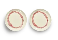 SERAX-OTTOLENGHI - OTTOLENGHI – FEAST Teller S – White + Swirl Stripes Red - 2er SET ø 19 x H2 CM
