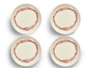 SERAX-OTTOLENGHI - OTTOLENGHI – FEAST Teller XS – White + Swirl Stripes Red - 4er SET ø16 x H2 CM