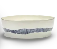SERAX-OTTOLENGHI - OTTOLENGHI – FEAST Salatschüssel – White + Swirl Stripes Blue - ø 27.5 x H9.5 CM