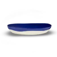 SERAX-OTTOLENGHI - OTTOLENGHI – FEAST Servierplatte M – Lapis Lazuli + Swirl Stripes White - Medium- ø 35 x H6 CM