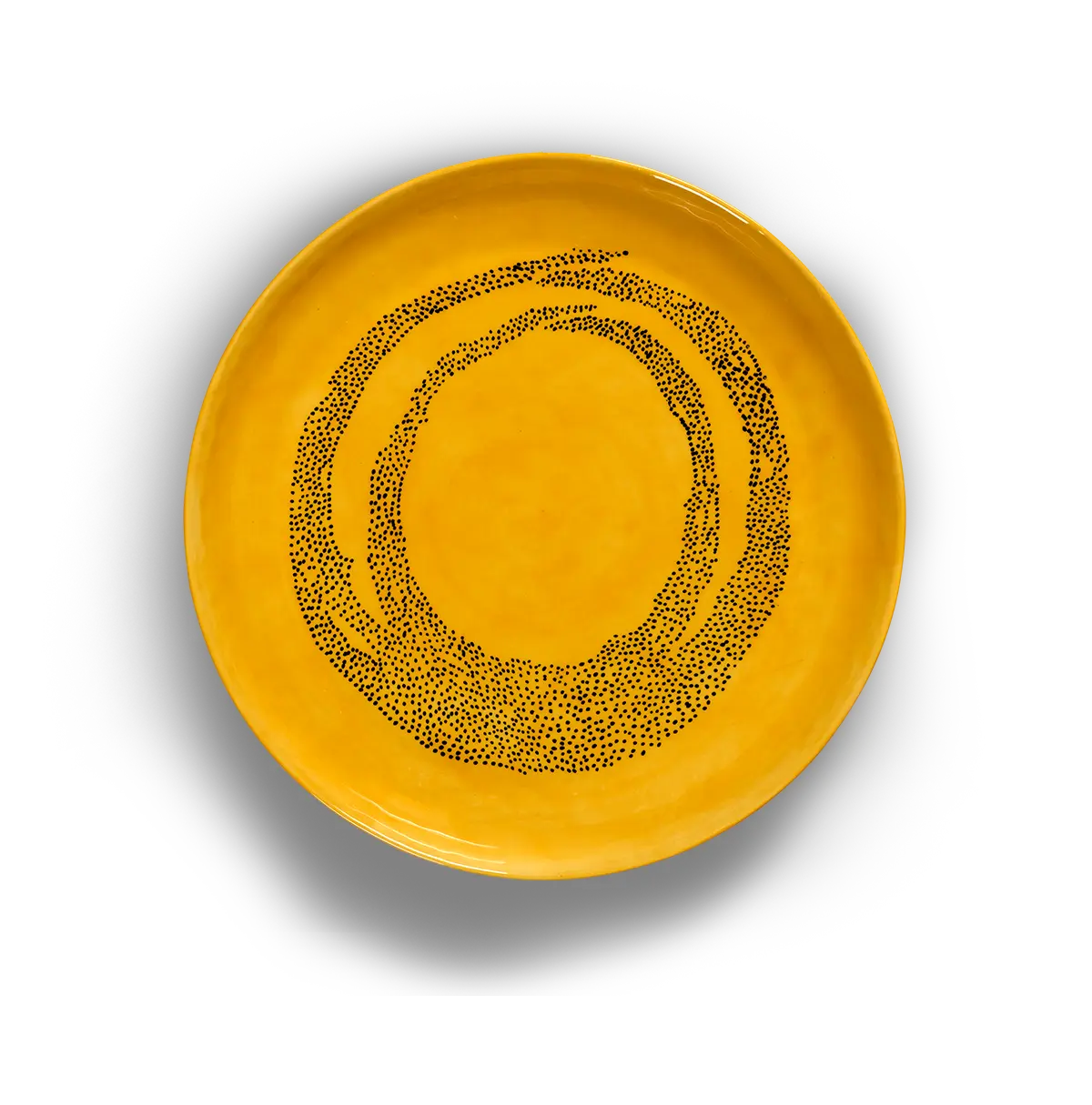 SERAX-OTTOLENGHI - OTTOLENGHI – FEAST Servierplatte Tief S – Sunny Yellow + Swirl Dots Black - Small (Tief) - ø 34 x H4 CM