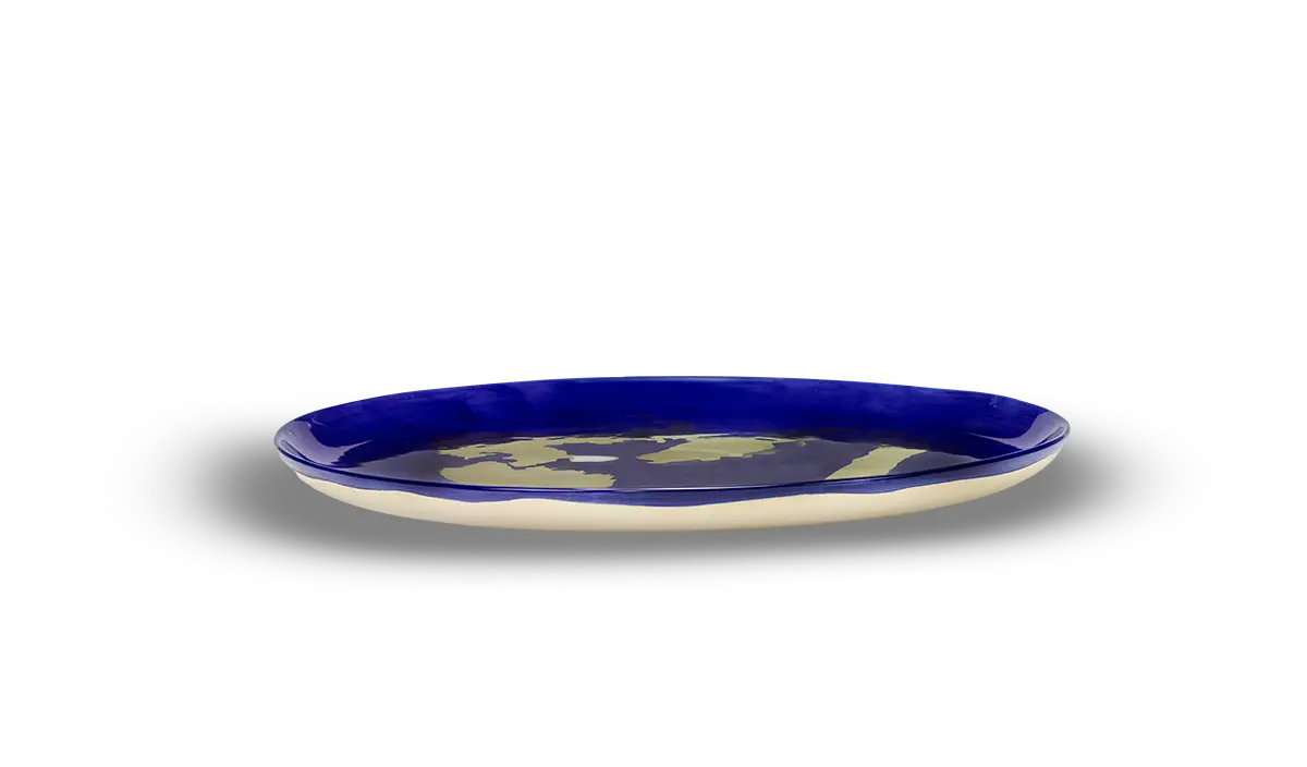 SERAX-OTTOLENGHI - OTTOLENGHI – FEAST Servierteller – Lapis Lazuli + Pepper Gold - ø 35 x H2 CM