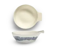 SERAX-OTTOLENGHI - OTTOLENGHI – FEAST Tapas Teller L – White + Swirl Stripes Blue - 4er SET ø11 x H3.5 CM