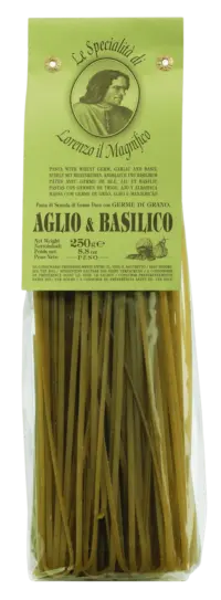 LORENZO IL MAGNIFICO - Linguine mit Knoblauch und Basilikum - Nudeln aus Hartweizengrieß mit Knoblauch und Basilikum