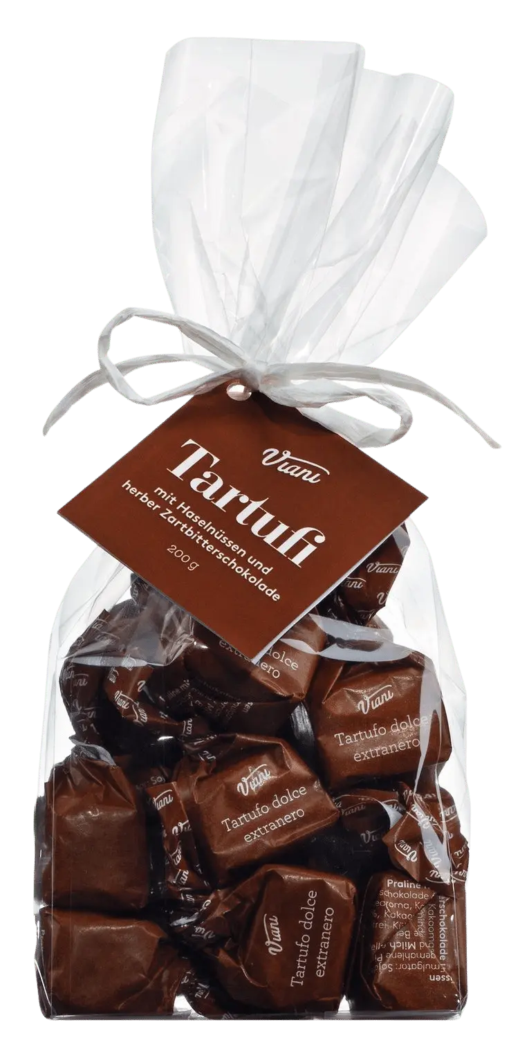 VIANI - Tartufi Dolci extra neri - Extradunkle Schokoladentrüffel mit Piemont Haselnüssen